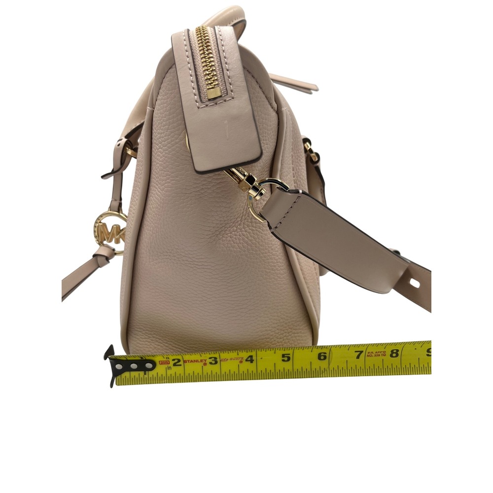 Michael Kors Carine Md Pebbled Leather Satchel Bag Blush Pk Gold Tone HW KPN666 - Picture 8 of 9